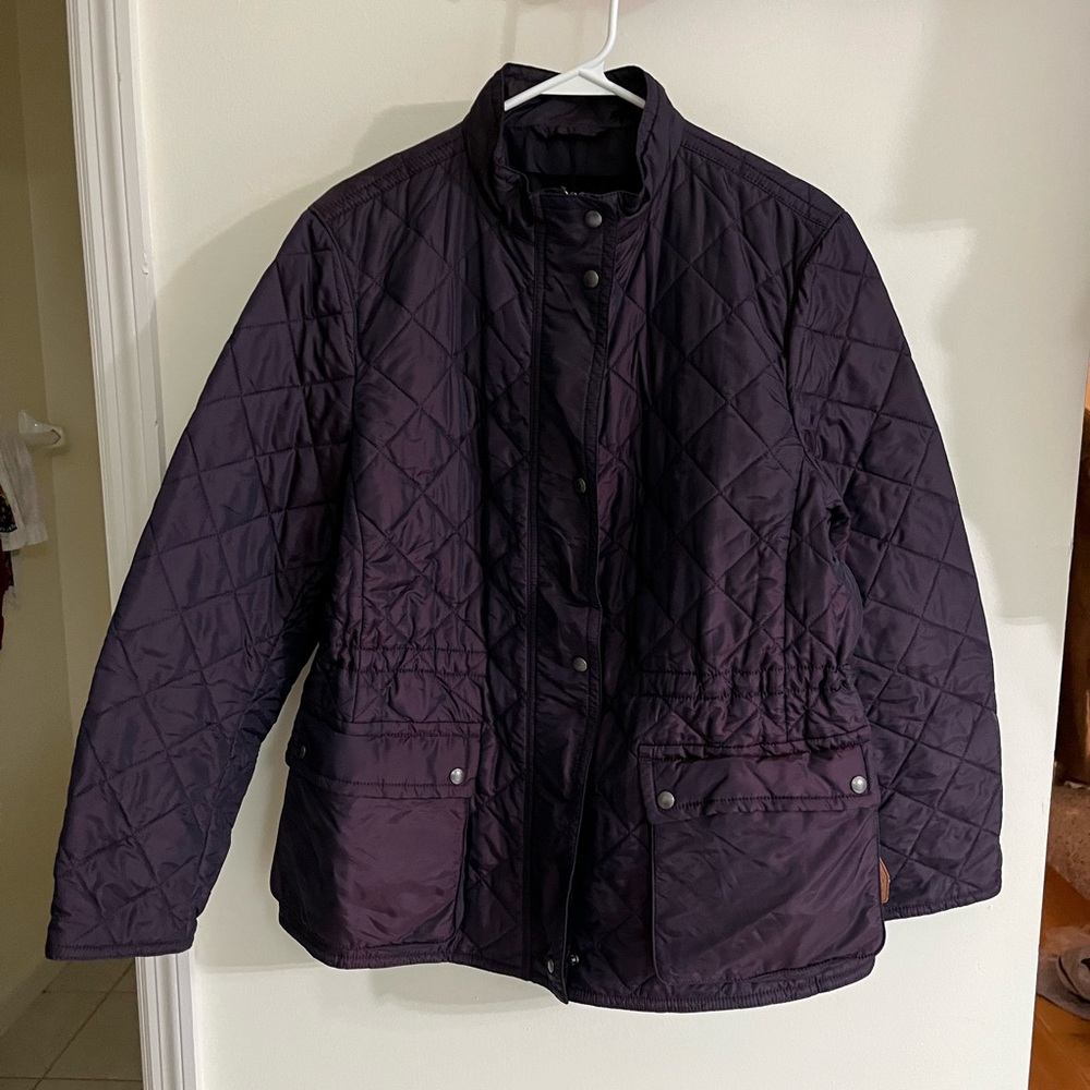 Coach women purple Quilted jacket with adjustable waist size X-Large